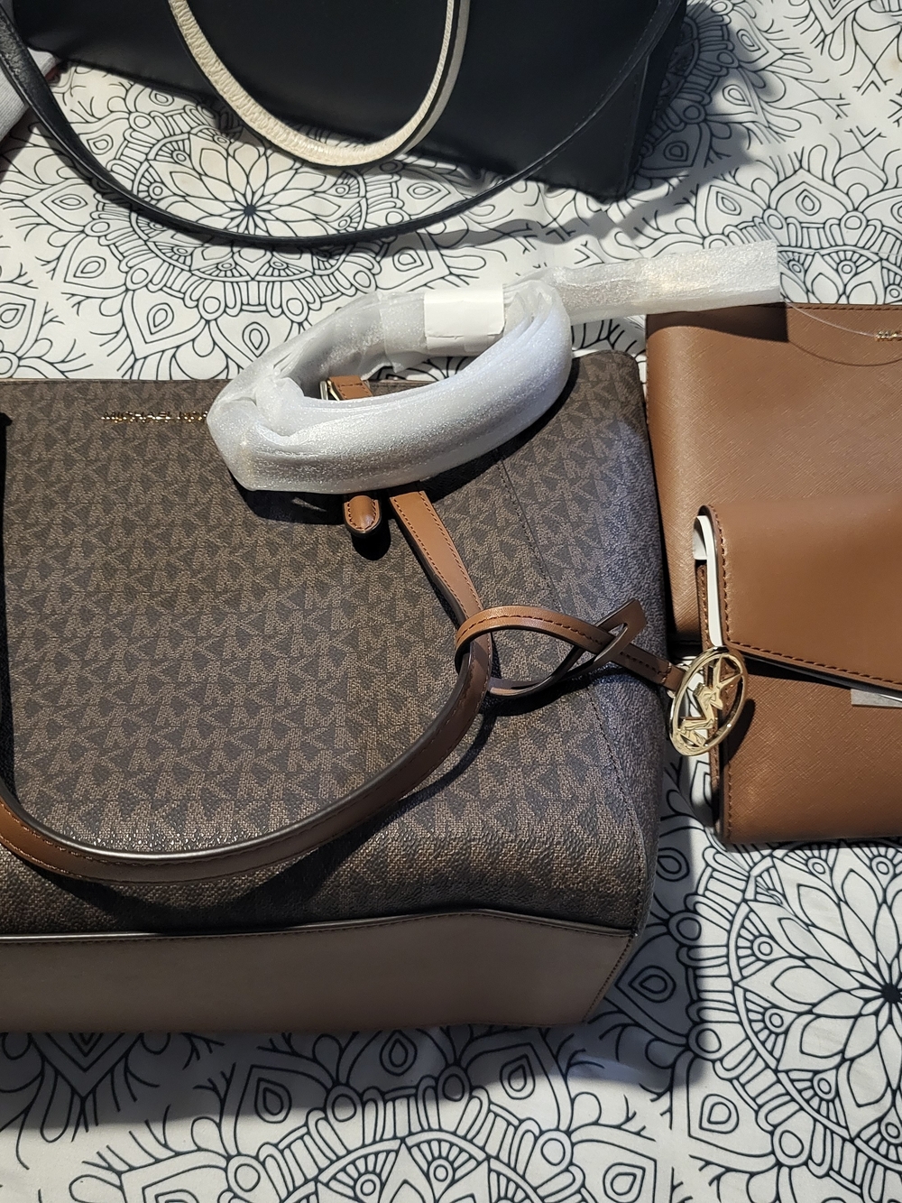 Michael Kors Brown & Tan Signature Tote with Gold-Tone Logo